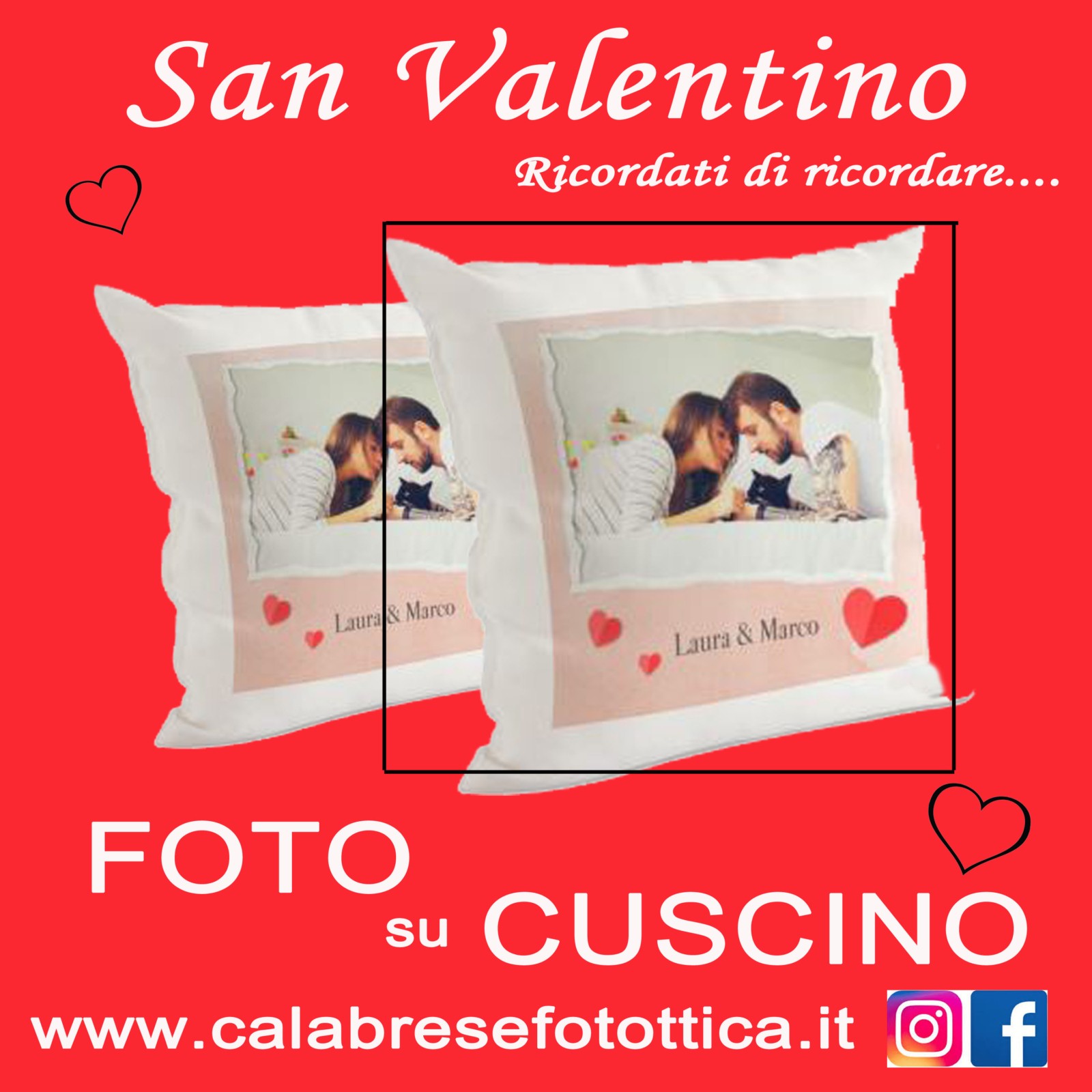 CUSCINO PERSONALIZZATO CON FOTO A BOLOGNA E SAN LAZZARO DI SAVENA PER SAN VALENTINO