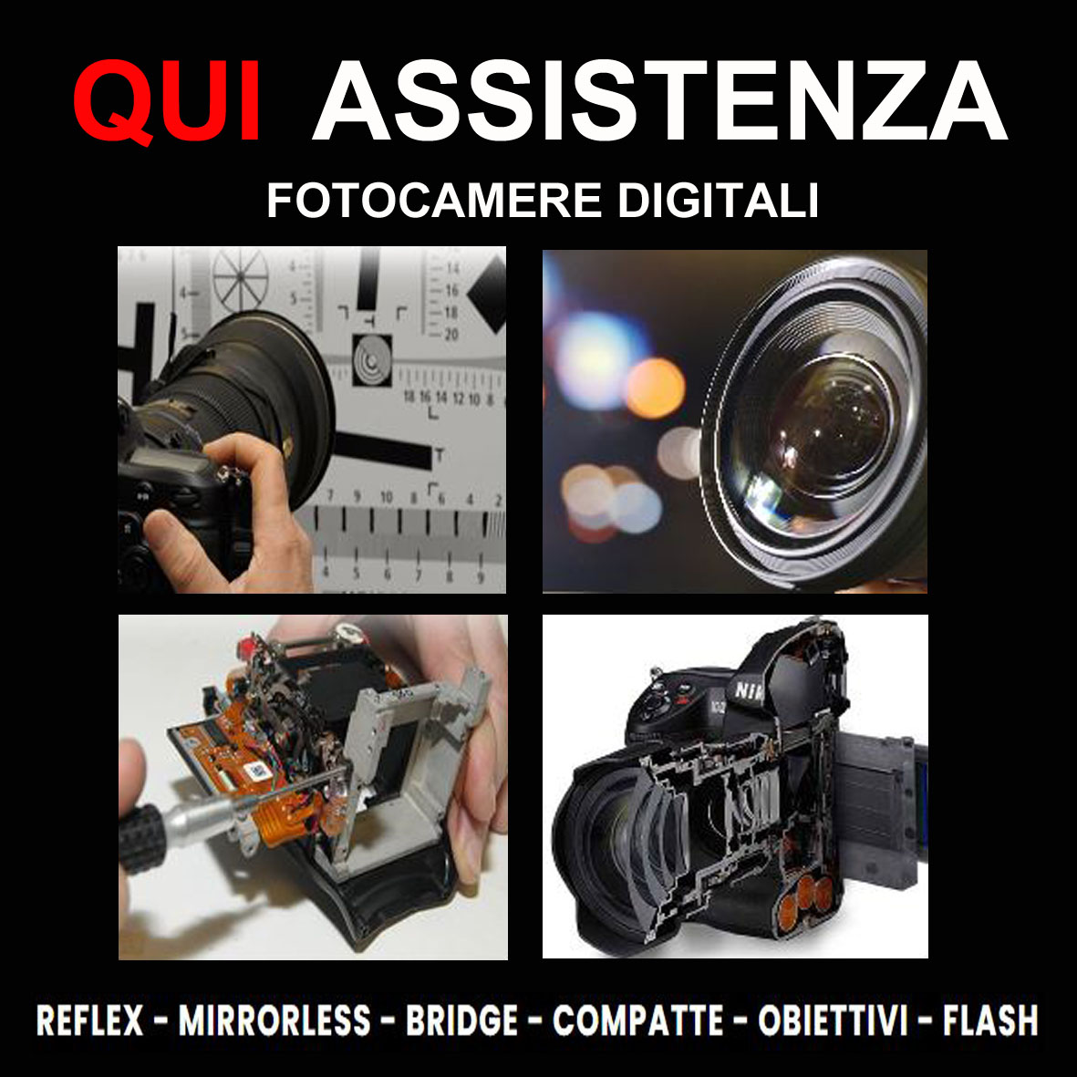 RIPARAZIONE  E ASSISTENZA FOTOCAMERE OBIETTIVI FLASH A BOLOGNA E SAN LAZZARO DI SAVENA