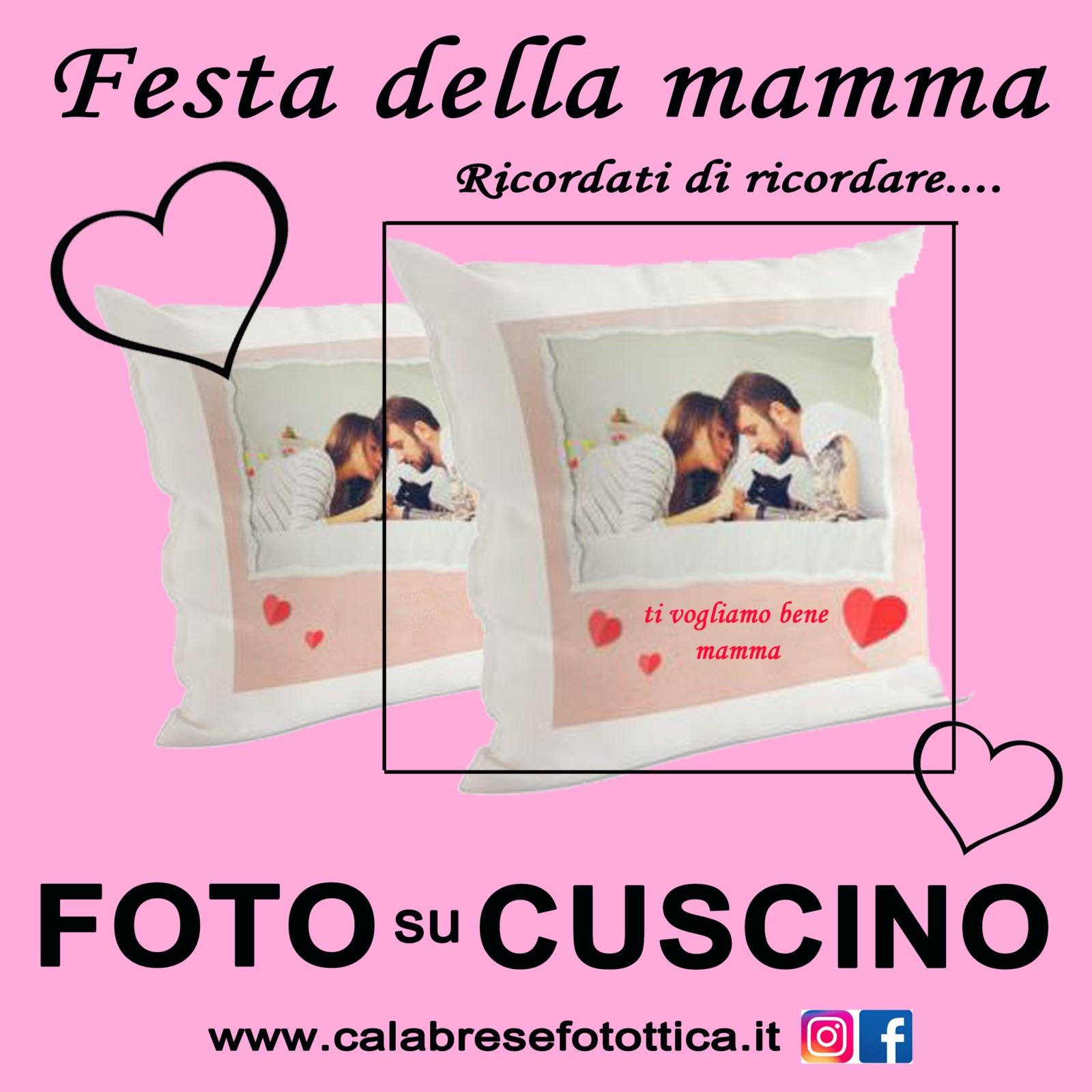 CUSCINO PERSONALIZZATO CON FOTO PER LA FESTA DELLA MAMMA A BOLOGNA CALABRESE FOTOTTICA (CALABRESE FOTOTTICA GROUP) VIA B.MARCELLO 10BC BOLOGNA www.calabresefotottica.it