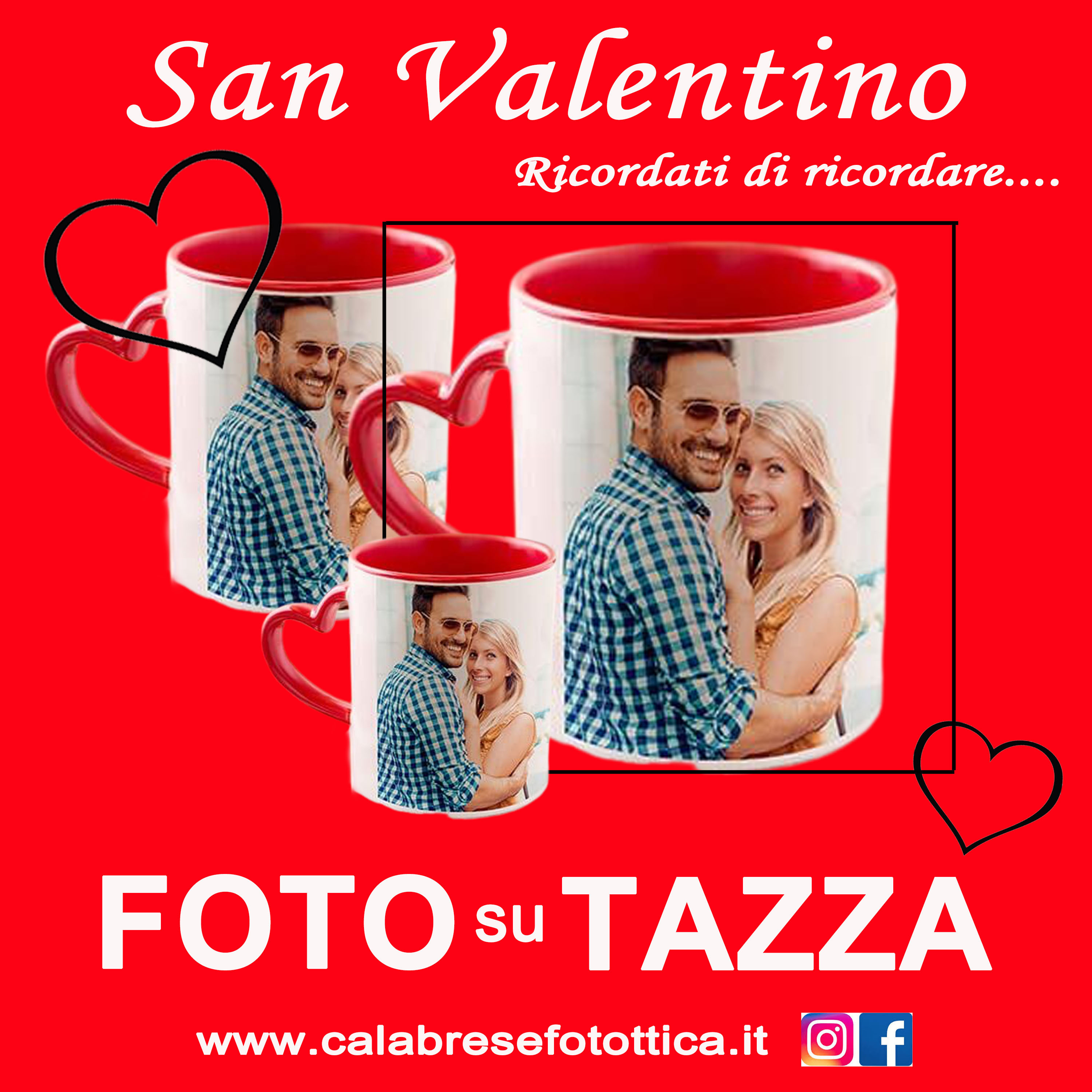 TAZZA PERSONALIZZATA CON FOTO PER SAN VALENTINO A BOLOGNA, BOLOGNA CENTRO STORICO QUADRILATERO E SAN LAZZARO DI SAVENA: CALABRESE FOTOTTICA GROUP www.calabresefotottica.it