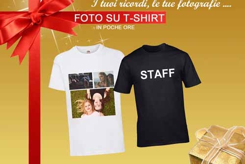 Foto su T-shirt. Idea regalo personalizzata Natale 2025 a Bologna e San Lazzaro di Savena CALABRESE FOTOTTICA